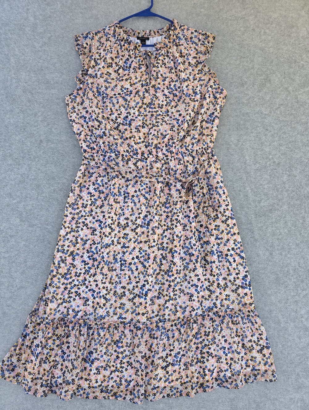 Ann Taylor Factory White Midi Dress with Floral Print Size L - Picture 1 of 14